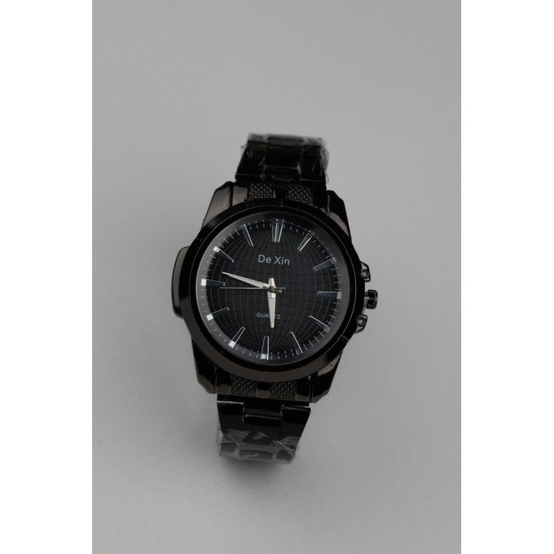 ساعه يد رجالية دائرية ستانلس ستيل لون أسود