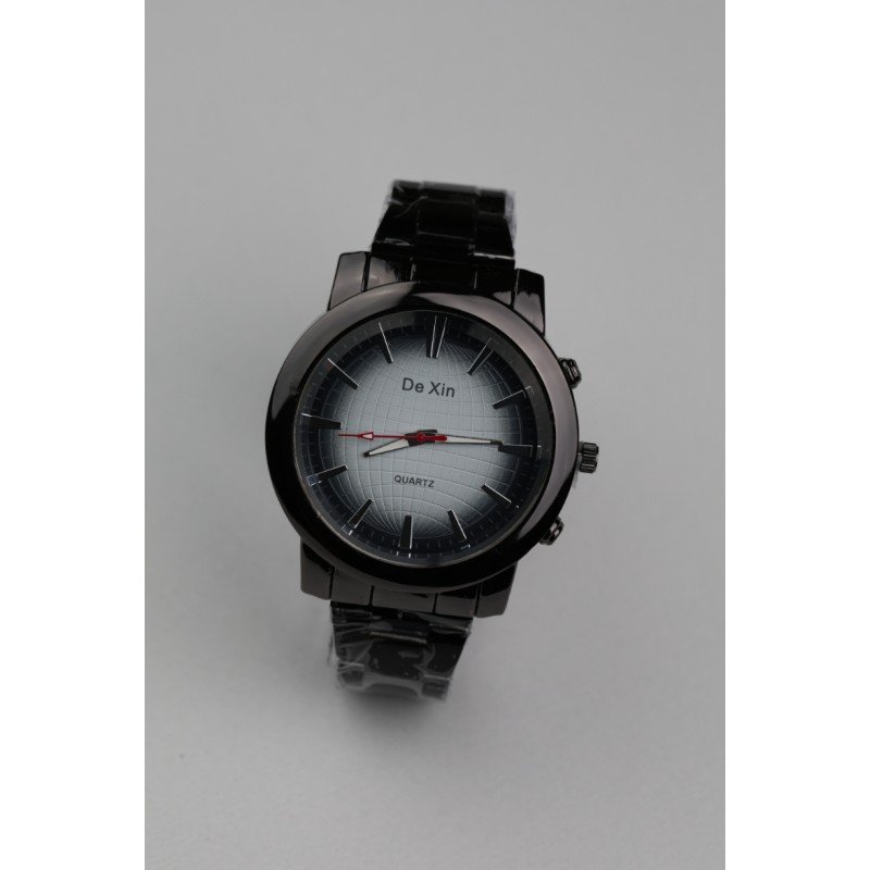 ساعه يد رجالية دائرية ستانلس ستيل لون أسود