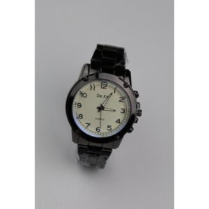 ساعه يد رجالية دائرية ستانلس ستيل لون أسود