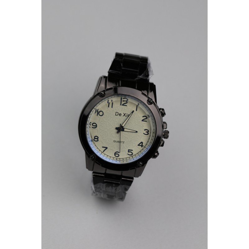 ساعه يد رجالية دائرية ستانلس ستيل لون أسود