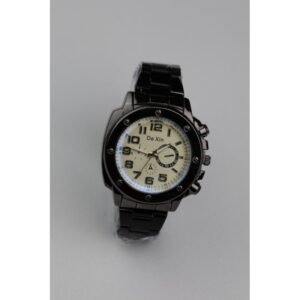 ساعه يد رجالية دائرية ستانلس ستيل لون أسود