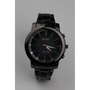 ساعه يد رجالية دائرية ستانلس ستيل لون أسود