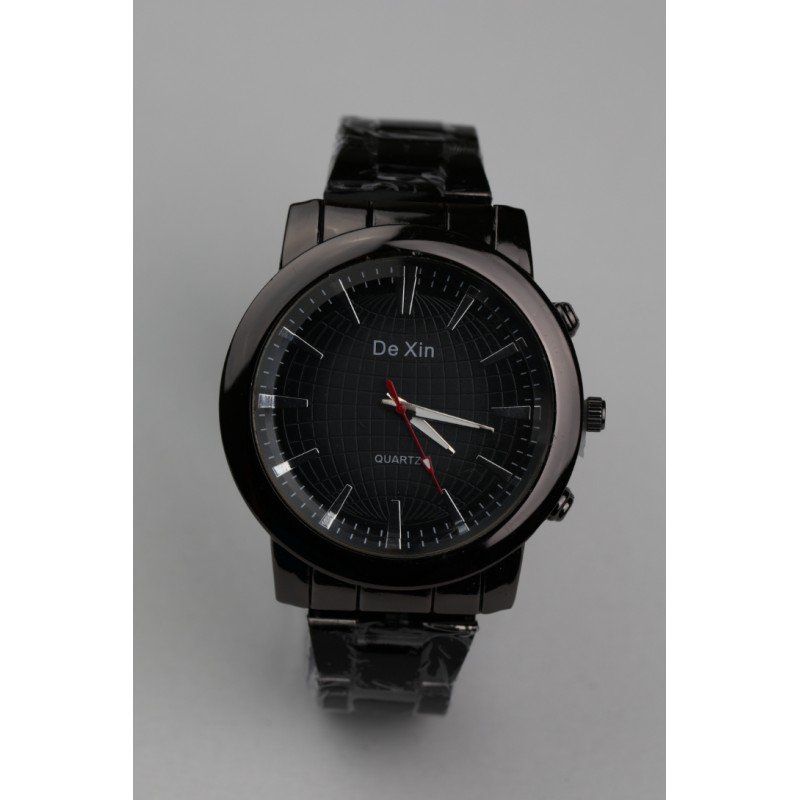 ساعه يد رجالية دائرية ستانلس ستيل لون أسود