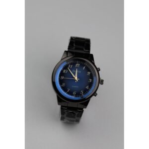 ساعه يد رجالية دائرية ستانلس ستيل لون أسود