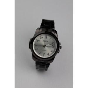 ساعه يد رجالية دائرية ستانلس ستيل لون أسود