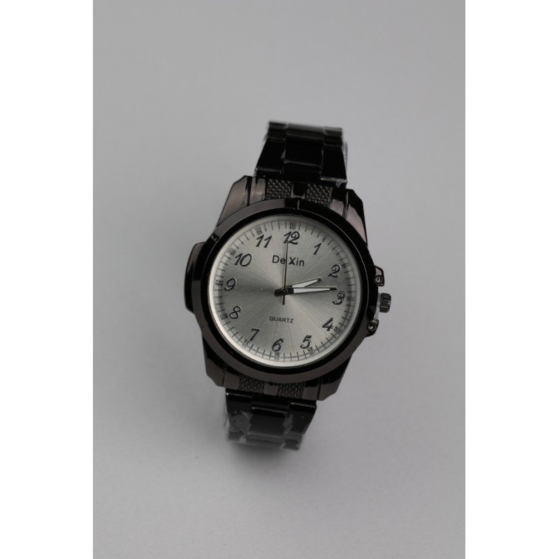 ساعه يد رجالية دائرية ستانلس ستيل لون أسود