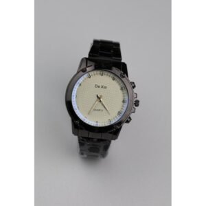 ساعه يد رجالية دائرية ستانلس ستيل لون أسود