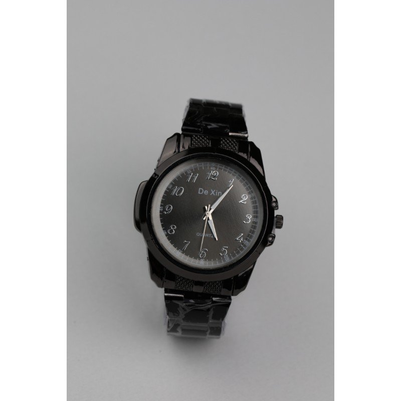 ساعه يد رجالية دائرية ستانلس ستيل لون أسود