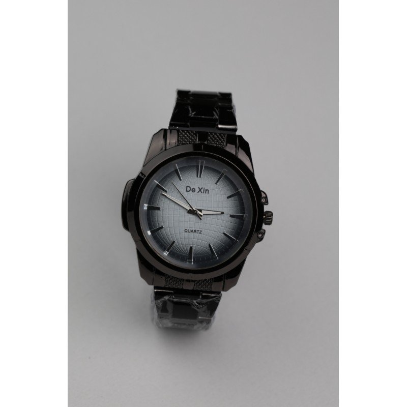 ساعه يد رجالية دائرية ستانلس ستيل لون أسود