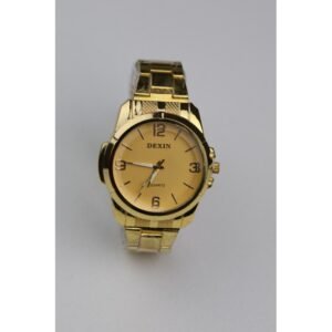 ساعه يد رجالية دائرية ستانلس ستيل لون ذهبي