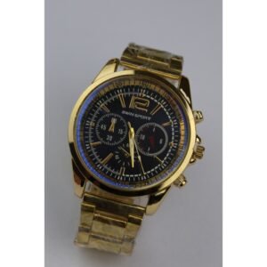 ساعه يد رجالية دائرية ستانلس ستيل لون ذهبي