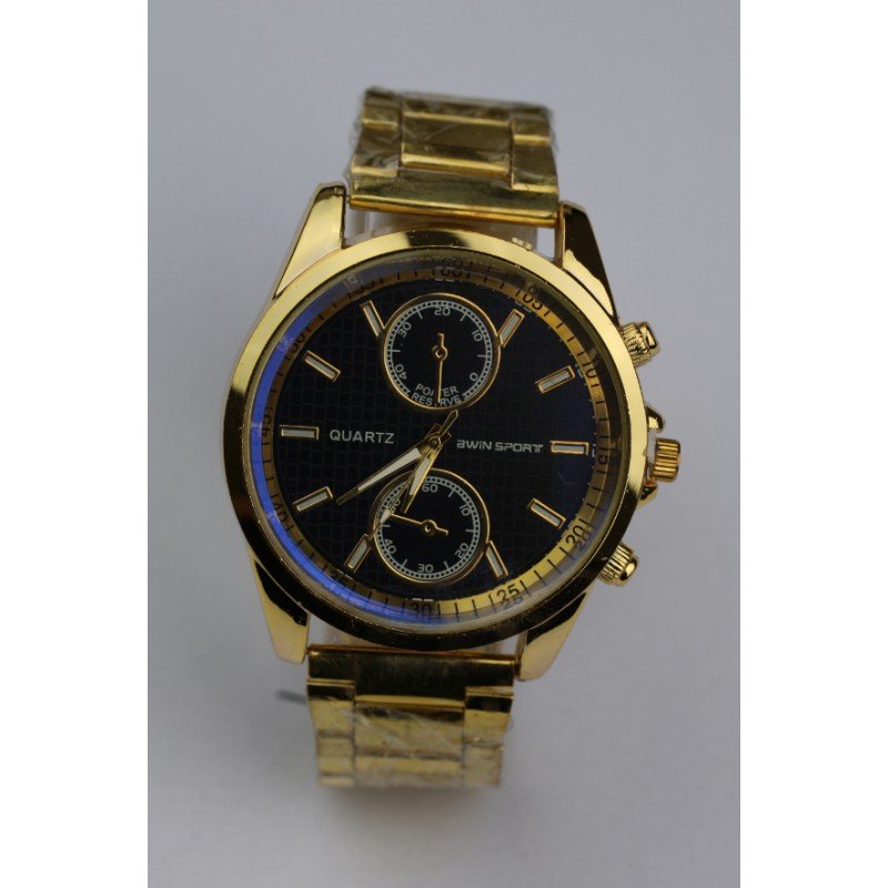 ساعه يد رجالية دائرية ستانلس ستيل لون ذهبي