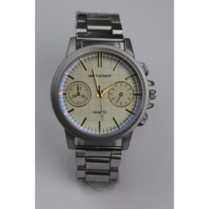 ساعه يد رجالية دائرية ستانلس ستيل لون فضي