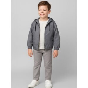 سترة شتوية مع طاقية للأطفال لون سكني