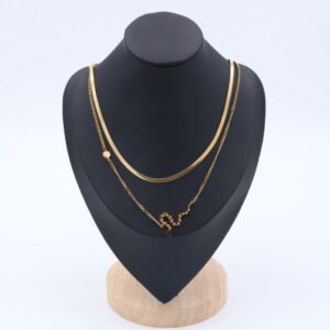 سلسال ذهبي طبقتين عريض ورفيع بتصميم أفعى