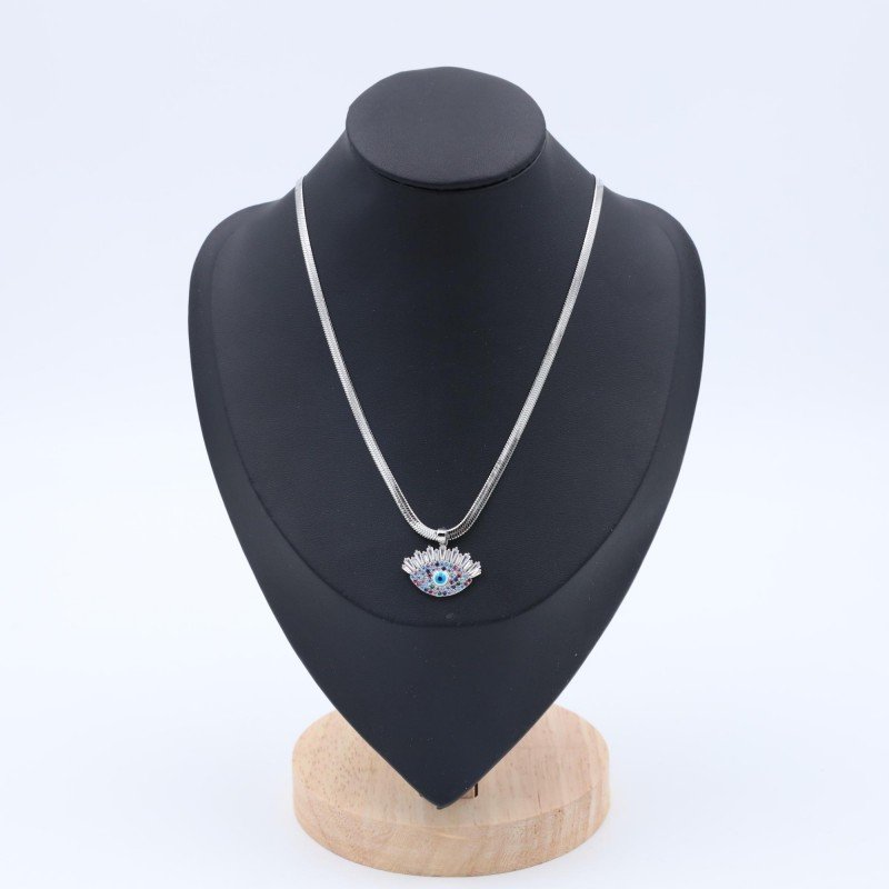 سلسال فضي عريض بتصميم عين