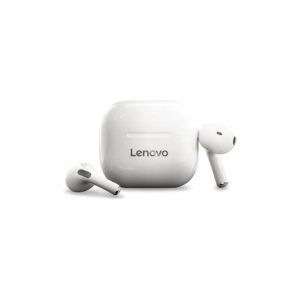 سماعة لينوفو ThinkPlus اللاسلكية LP40 بتقنية البلوتوث 5.0 مع تحكم باللمس  و صوت ستيريو بدون استخدام اليدين و تقنية إلغاء الضوضاء- لون بيج