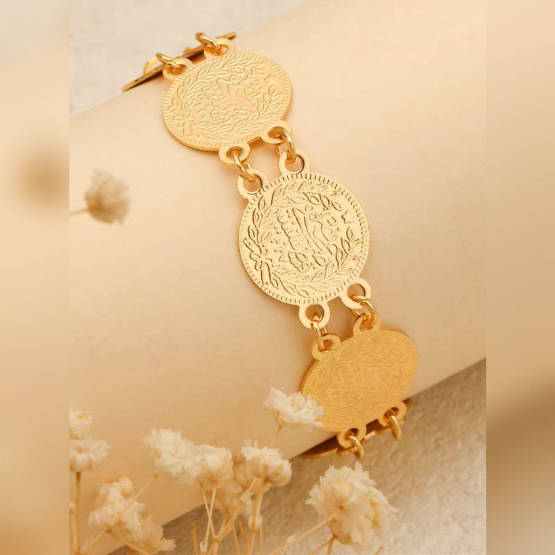 سوار أنيق على شكل ليرات للصبايا لون ذهبي