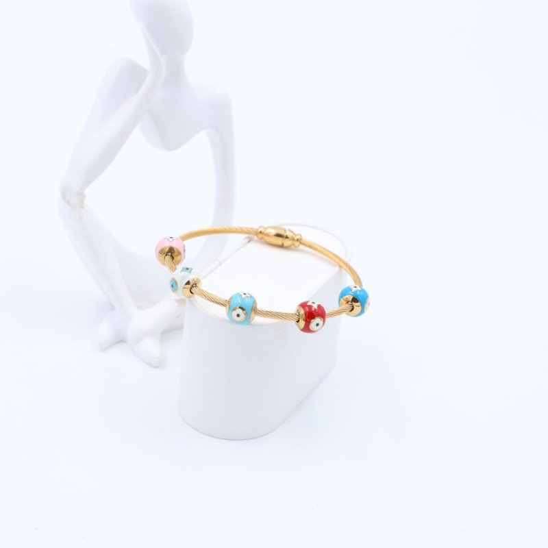 سوار لون ذهبي بتصميم كرات ملونة