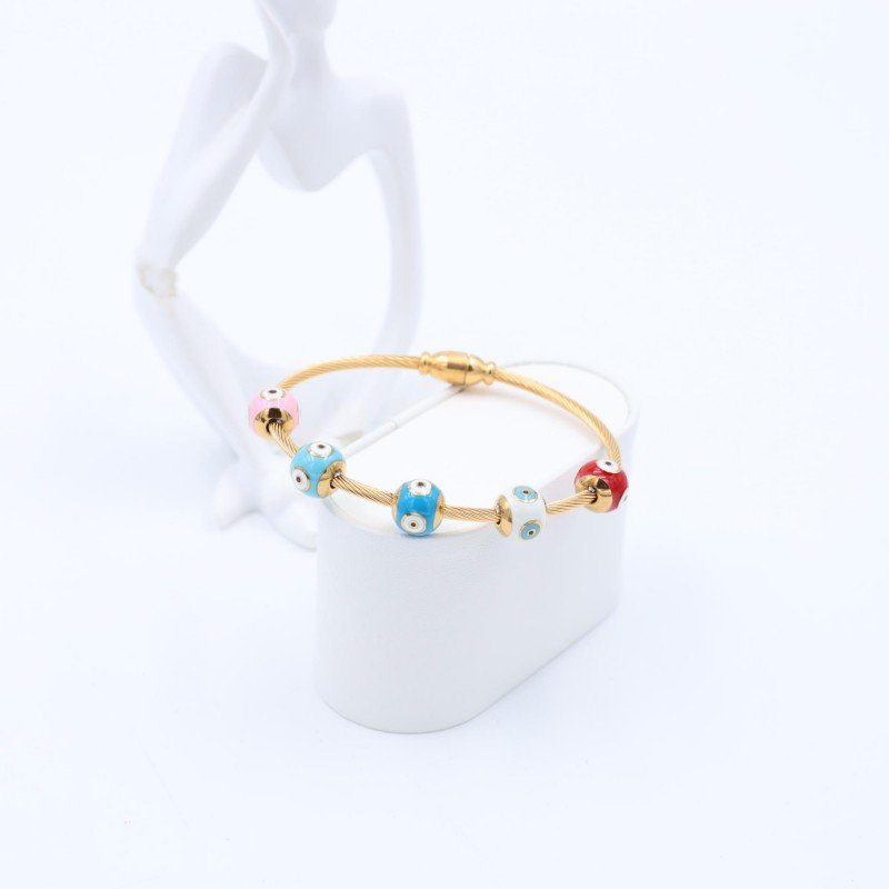 سوار لون ذهبي بتصميم كرات ملونة