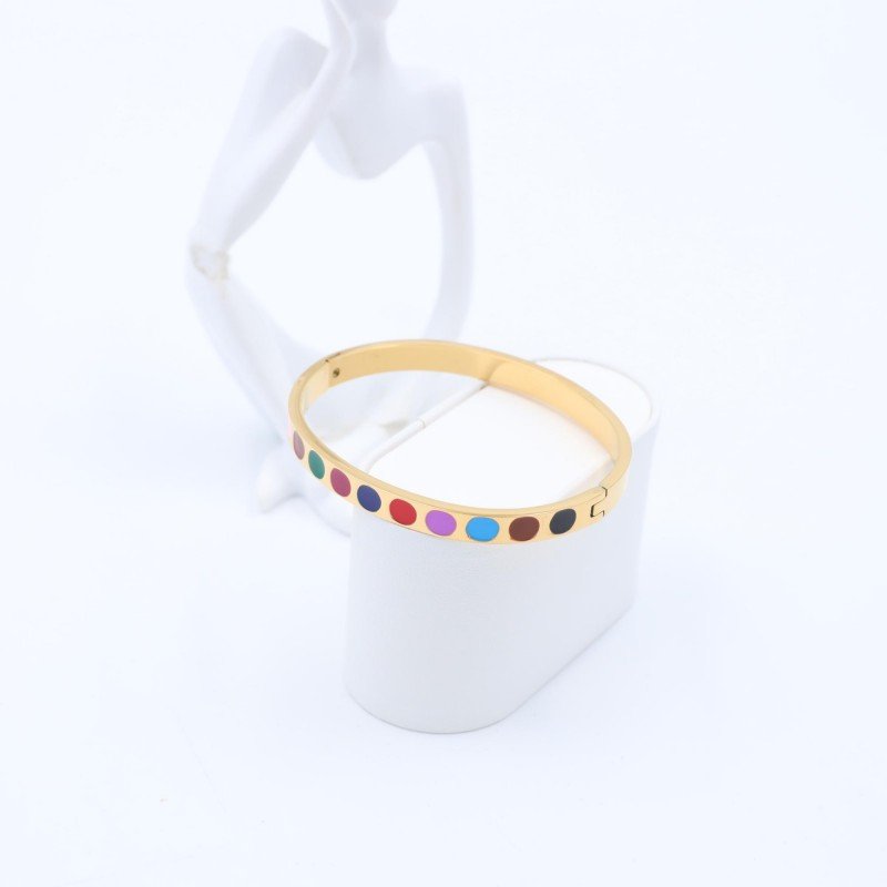 سوار لون ذهبي تصميم دوائر ملونة