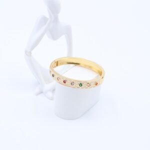 سوار لون ذهبي مع احجار زركون ملون