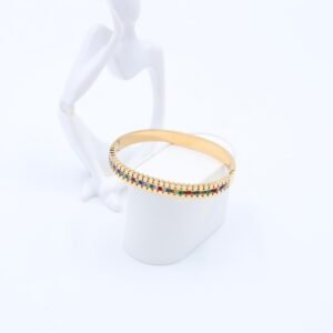 سوار لون ذهبي مع احجار زركون ملونة