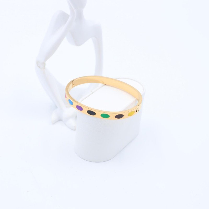 سوار لون ذهبي ودوائر ملونة