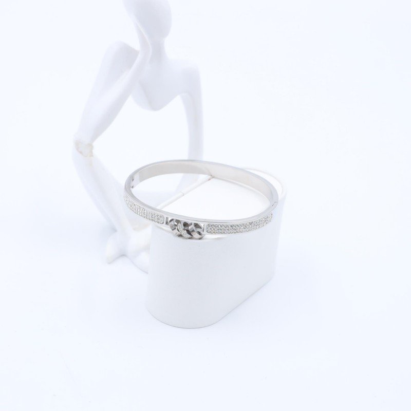 سوار لون فضي وزركون فضي