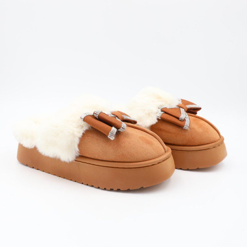 شبشب شتوي للنساء لون عسلي