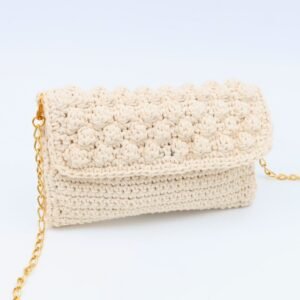 شنطة حبة الحمص مع فاصل داخلي لون عاجي - نكشة فن