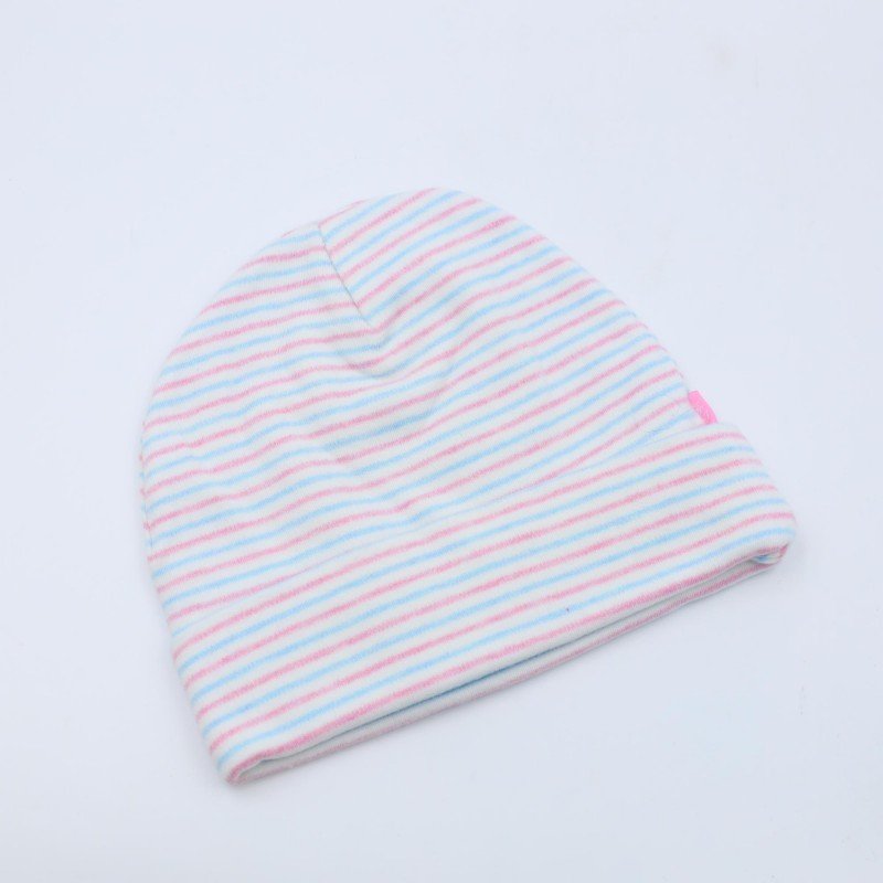 طاقية بيبي مخططة أزرق و زهري