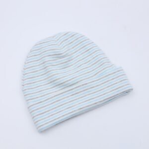 طاقية بيبي مخططة أزرق و سكني