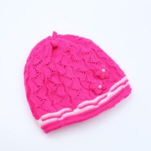 طاقية للأطفال لون زهري غامق