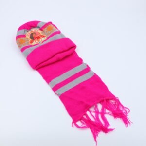 طاقية للأطفال مع لفحة لون زهري غامق وسكني