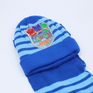 طاقية للأطفال مع لفحة وكفوف لون أزرق