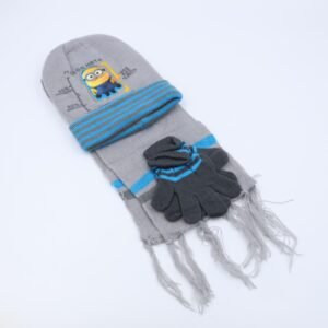 طاقية للأطفال مع لفحة وكفوف لون سكني