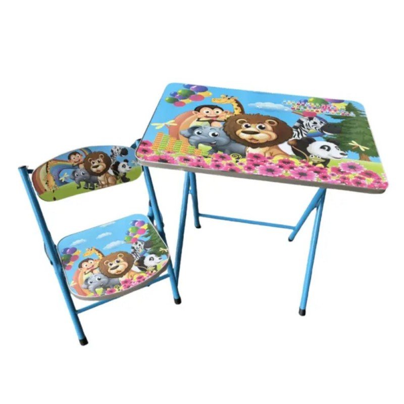 طاولة مع كرسي للأطفال حجم صغير – رسومات حيوانات
