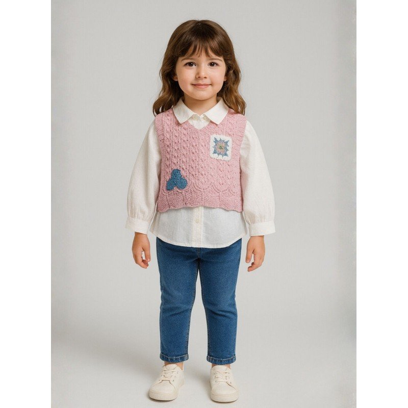 طقم بناتي جاكيت وبنطلون لون زهري