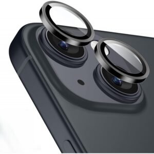 طقم حماية 2 قطع لعدسات كاميرا لايفون 15 لون أسود