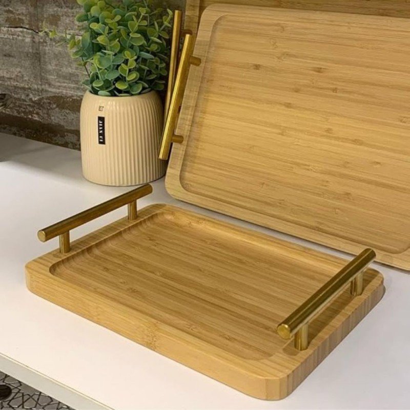 طقم صواني 3 قطع يد ذهبية