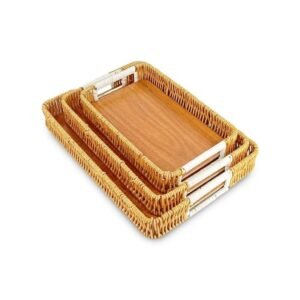 طقم صواني قش مستطيلة عدد 3 لون بيج