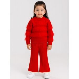 طقم صوف للأطفال لون أحمر