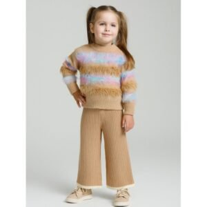 طقم صوف للأطفال لون بني