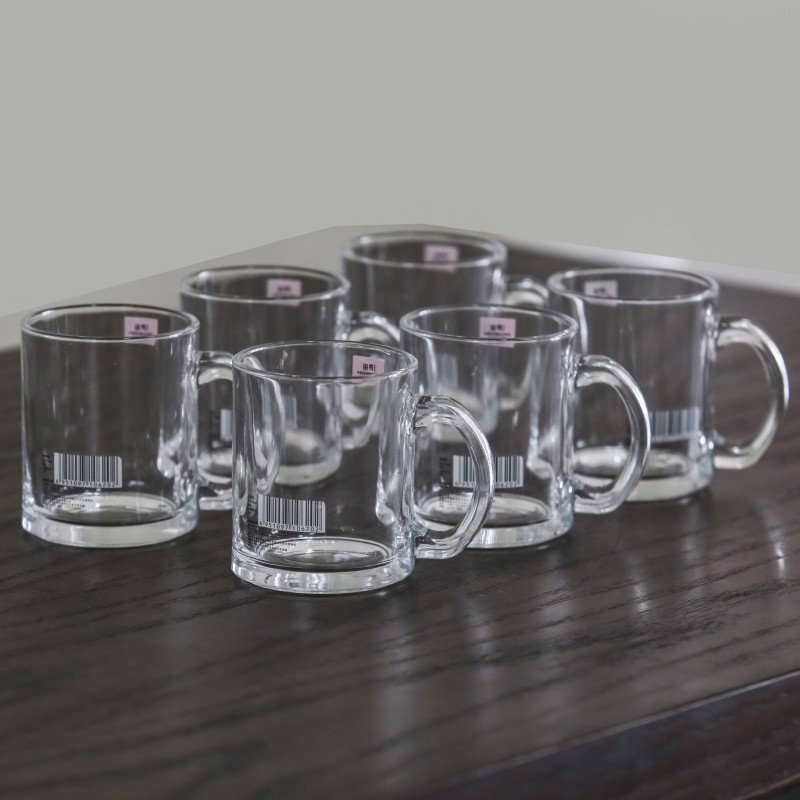 طقم فناجين / مج 300مل زجاج شفاف عدد 6 مجات