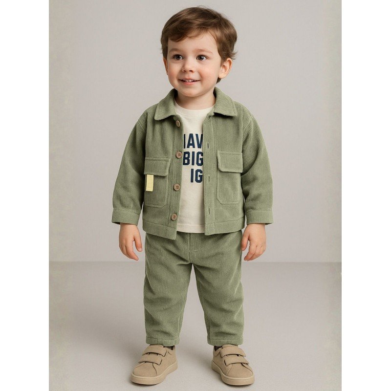 طقم قطعتين للأطفال لون أخضر