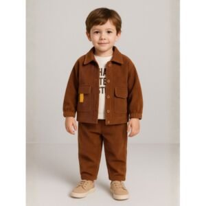 طقم قطعتين للأطفال لون بني