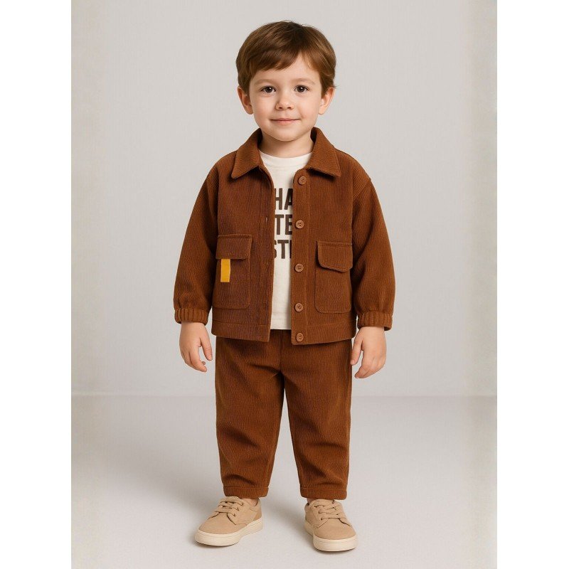 طقم قطعتين للأطفال لون بني