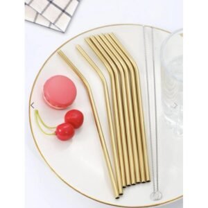 طقم مصاصات ستانلس لون ذهبي عدد 8