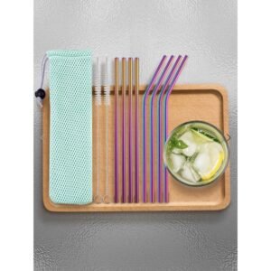 طقم مصاصات ستانلس ملون عدد 8